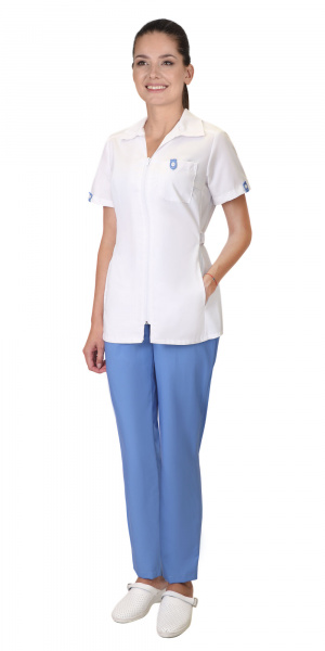 Костюм женский "Лира" белый/голубой (тк.Смесовая,160)